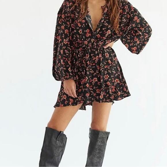 Free People Mini Flower Fields Mini Burgundy Dress S/P - Picture 3 of 15